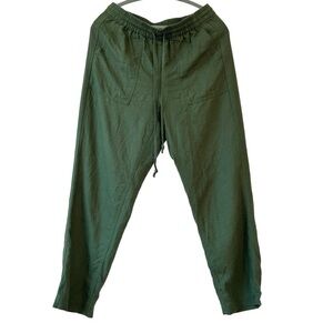 J.Crew Women’s Green Elastic Waistband Linen Blend Drawstring Straight Leg Sz S